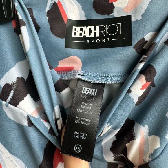 Beach Riot Cara Cross Over Leggings Blue Multi Spot Leopard Size XS Inseam 24” - Picture 5 of 6